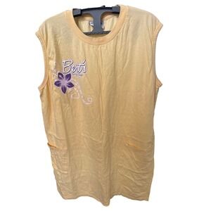 Vintage Pacific Girl Berts Surf Shop Yellow Sleeveless Pocket Coverup One Size